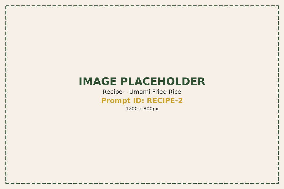 A plate of fried rice seasoned with mushroom umami powder